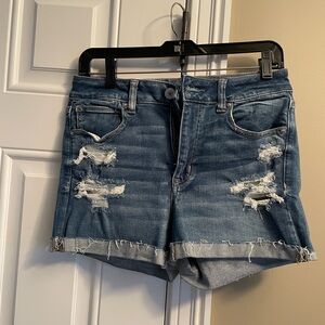 American Eagle Outfitters Blue Distressed Jean Shorts